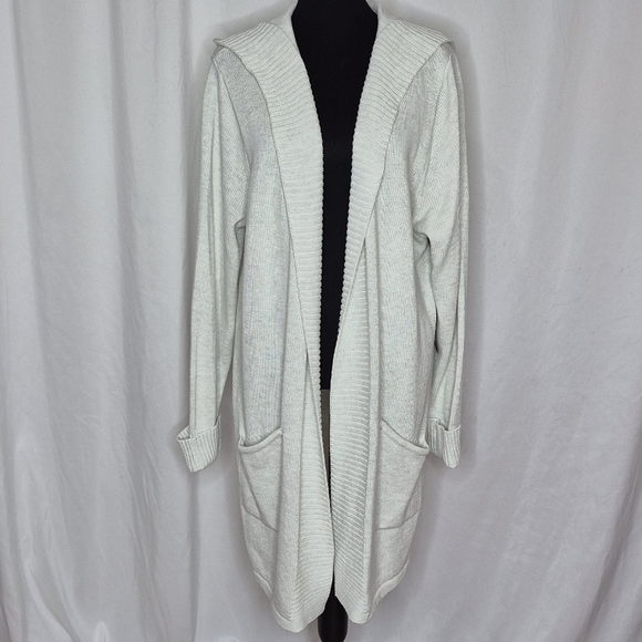 Tahari Open Front Hooded Cardigan w/ Pockets Heavy Knit Cotton Blend - Size 3X - Picture 2 of 14